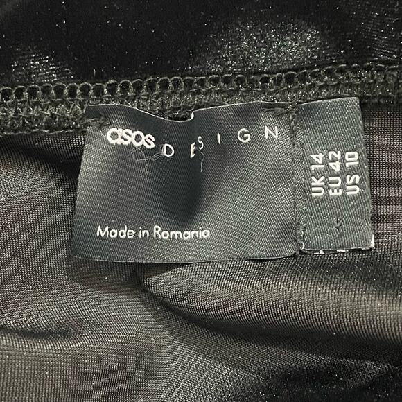 NWOT ASOS Velvet Halter Cross Front Mini Dress - Black - US 10 - Picture 7 of 9